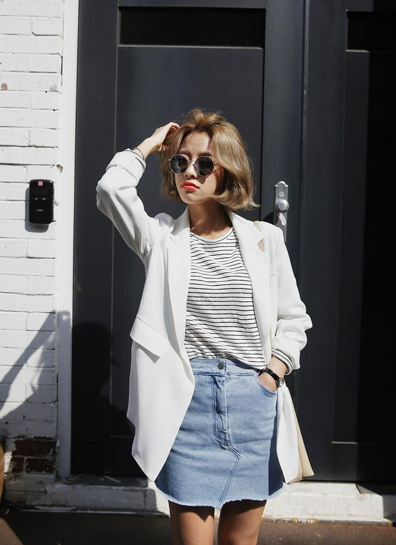 ワンボタンミドル丈ジャケット・全4色