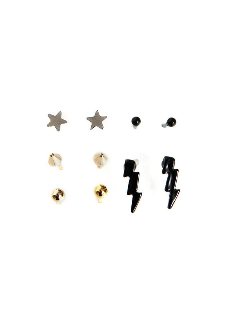 マルチモチーフミニピアスセット・全4色