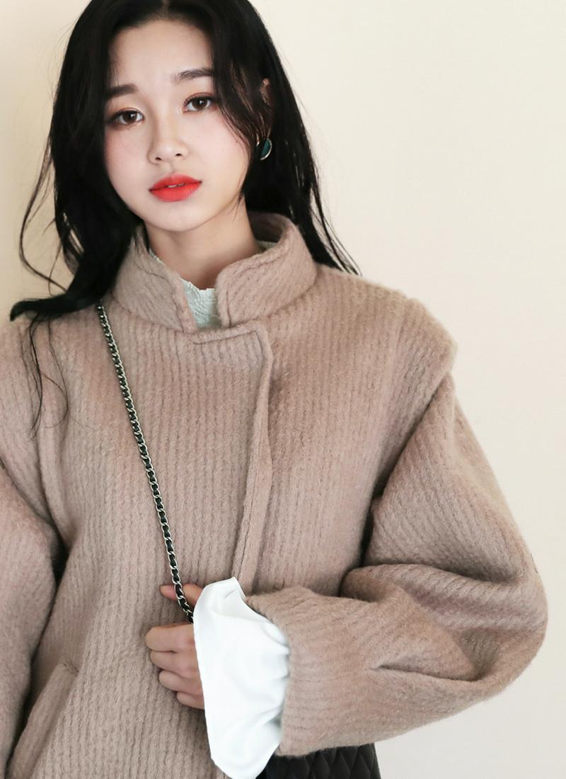 ウール混スタンドカラージャケット・全3色