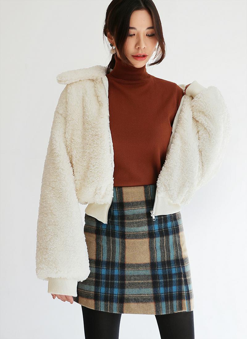 クロップドフェイクファージャケット・全3色