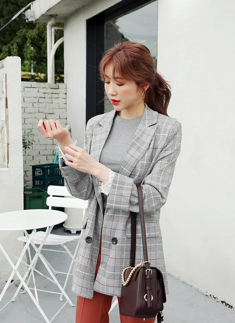 チェックダブルボタンジャケット・全2色