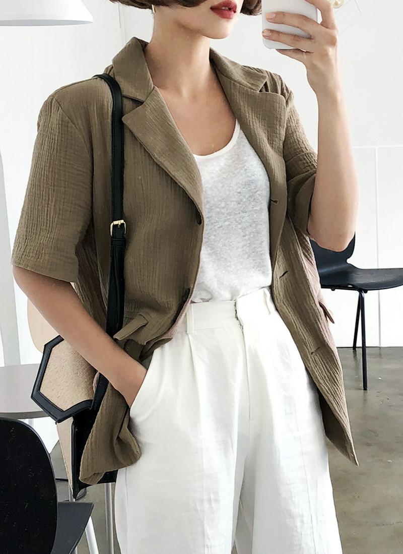 スリーボタンハーフスリーブジャケット・全2色