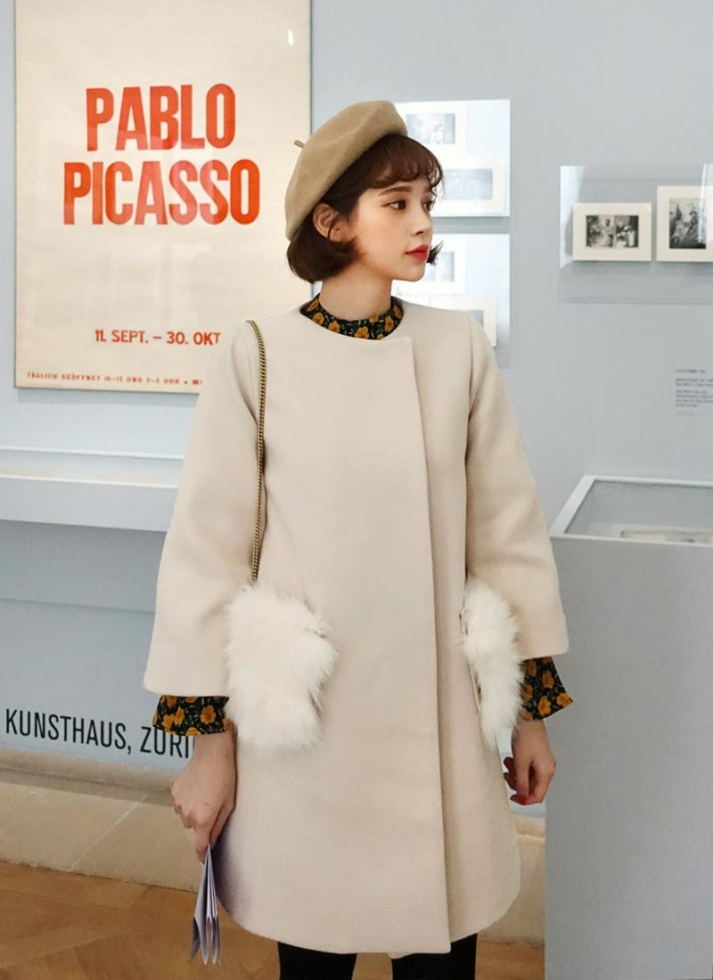 ♥Love in PARIS♥ポケットファーノーカラーコート・全3色