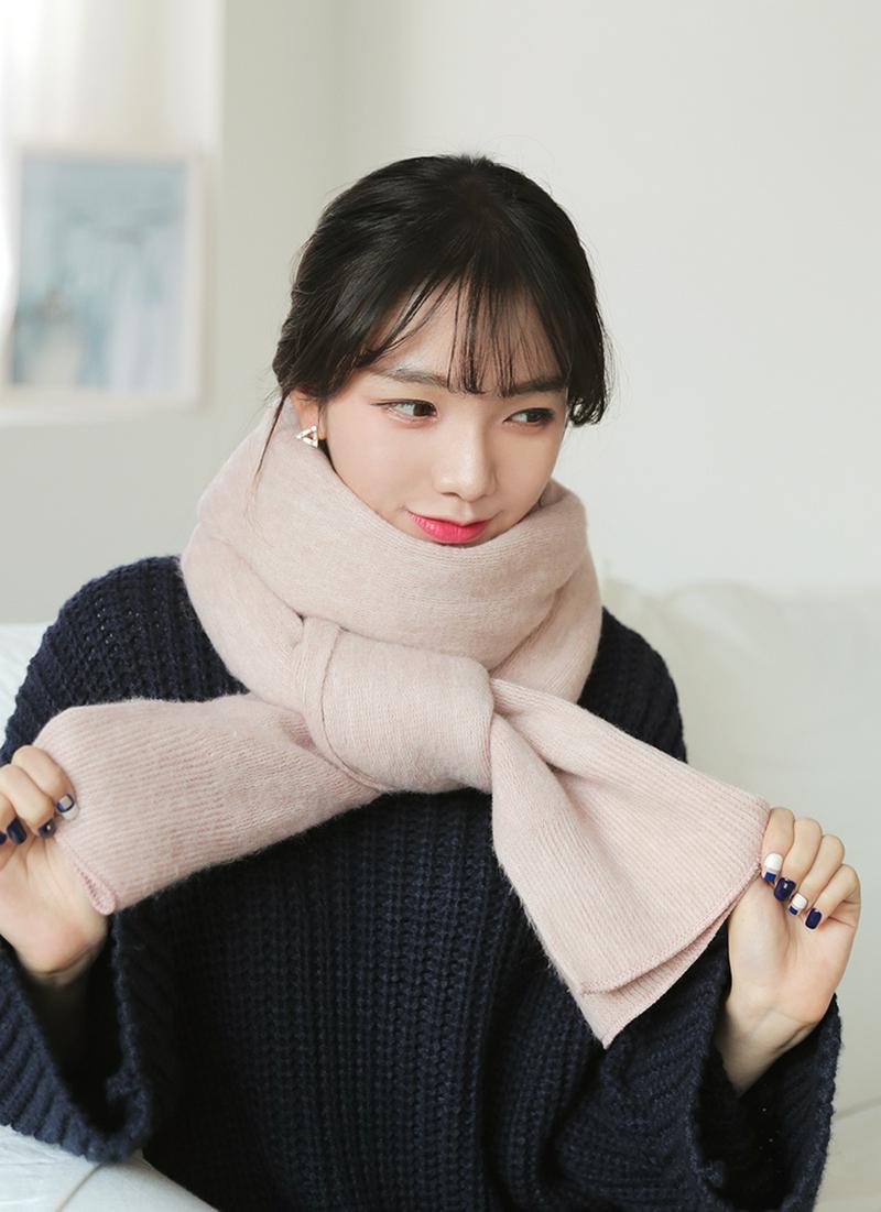 ≪人気商品再入荷≫アクリルニットロングマフラー・全7色・e46532 レディース【acc】 韓国ファッション シンプル 無地 ピンク 大人カジュアル ベーシック オフィスカジュアル 冬 冬小物 年上