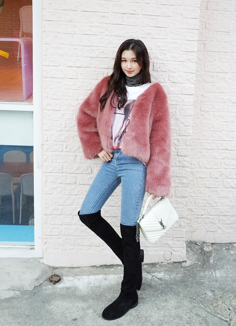 フェイクファーオープンジャケット・全3色