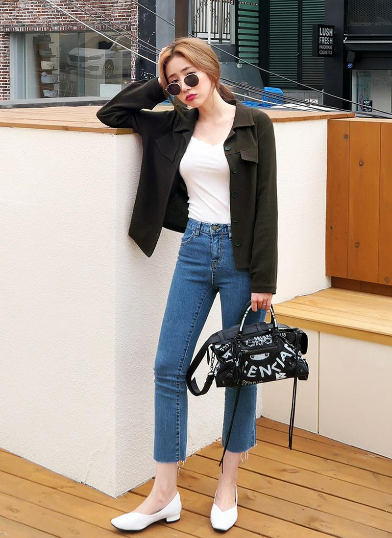 ダブルフラップ開襟ジャケット・全3色