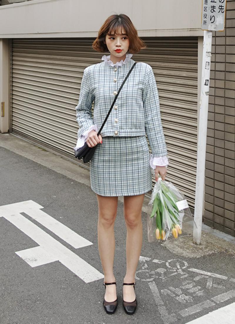 ♥Love in TOKYO♥ツイードクロップドジャケット&ミニ丈スカートSET・全2色
