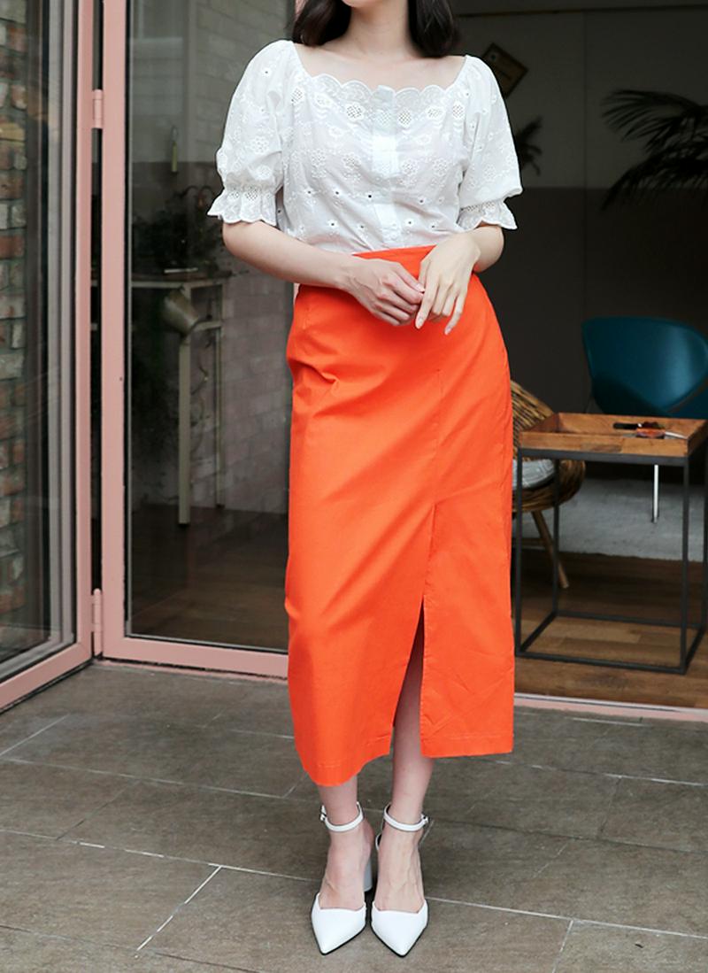 コットンスリットロングスカート・全4色