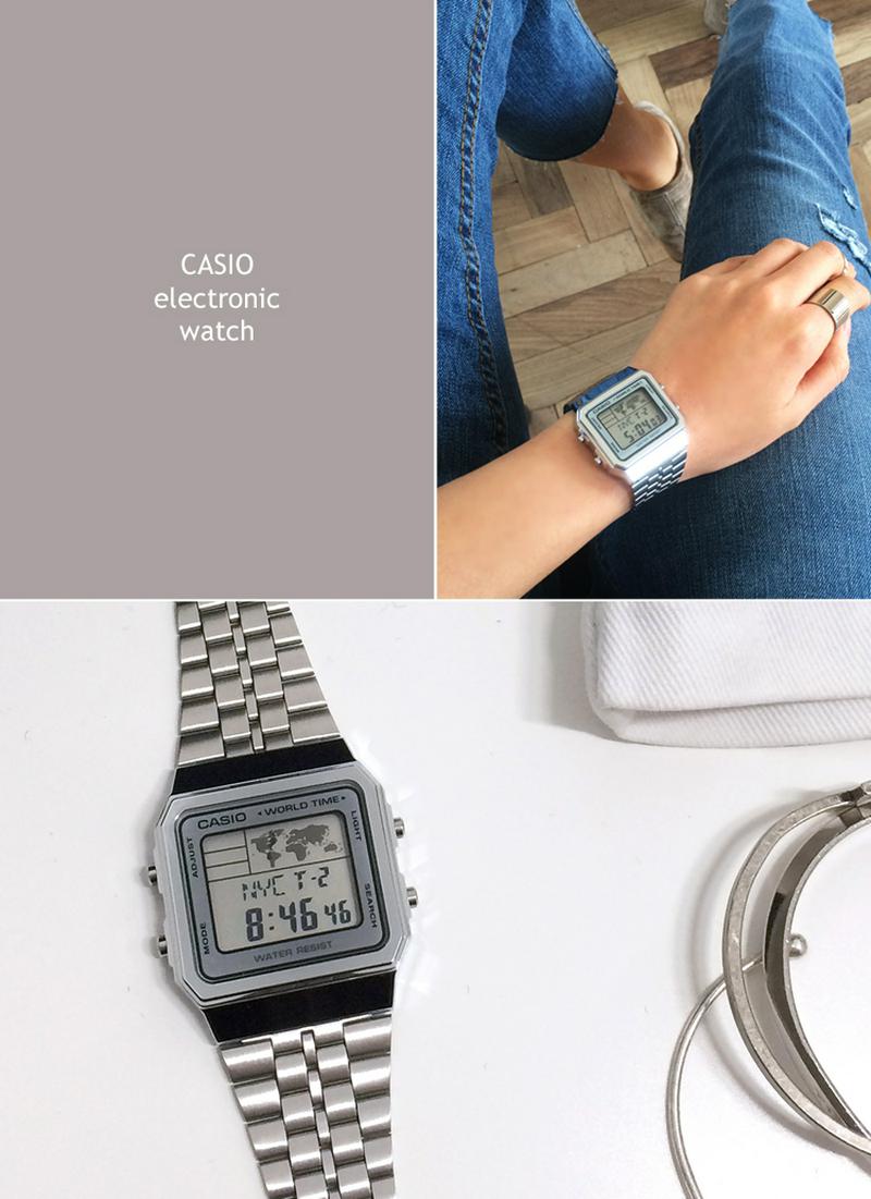 *CASIO*スクエアヘッドデジタル腕時計・全2色
