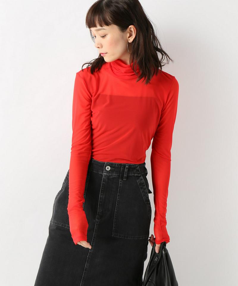 【PRISCAVera】タートルネックメッシュトップ