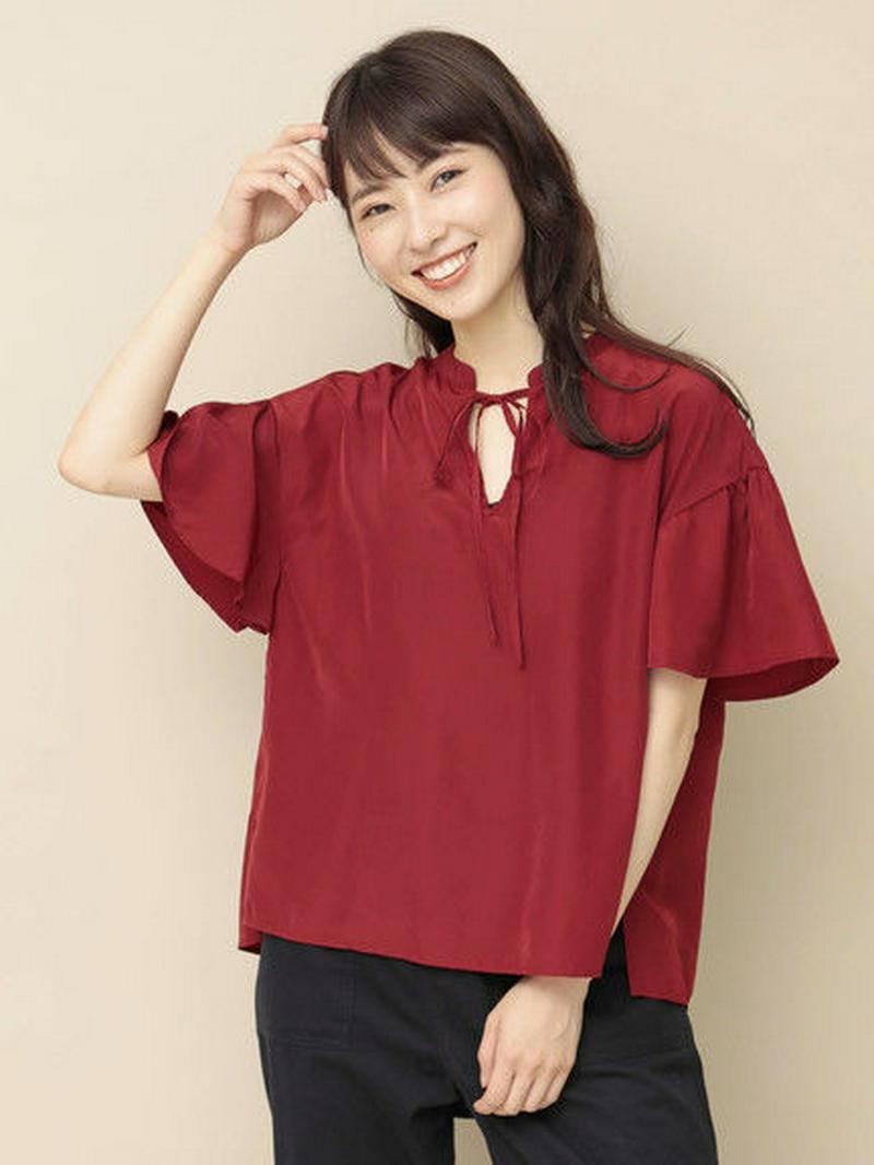 ＜ＷＥＢ限定大きな・小さなサイズ＞・ボウタイフレアーブラウス