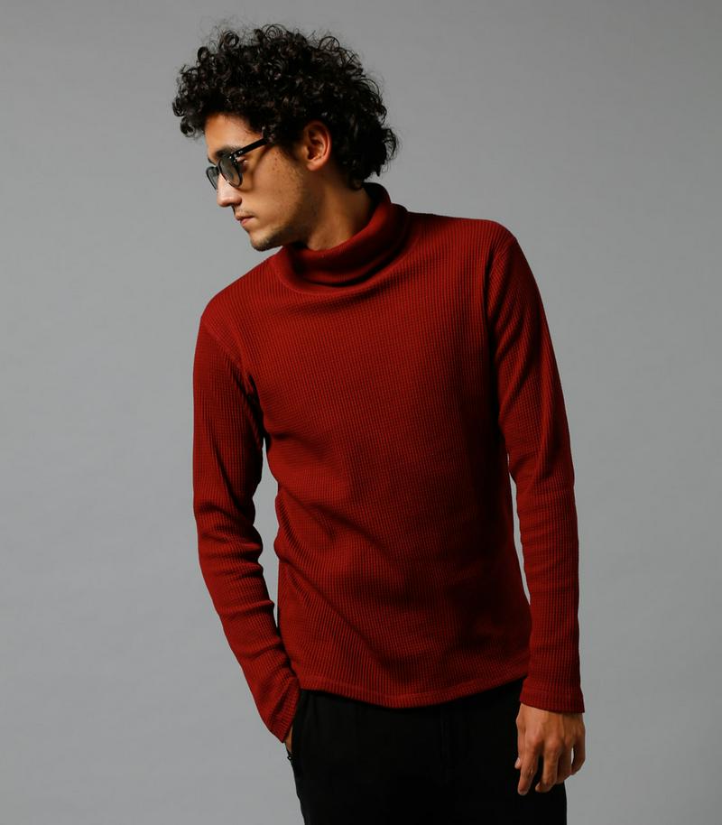 【MEN'S】ヘビーワッフルタートルネックPO