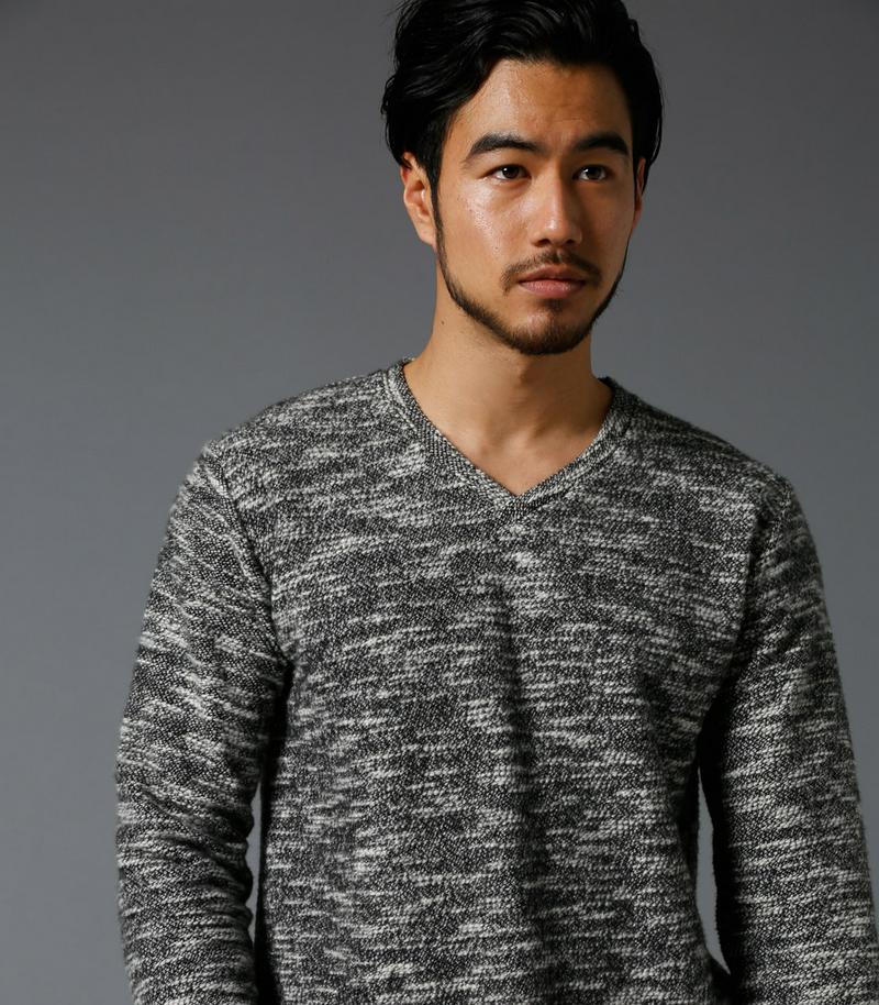 【MEN'S】杢スラブVネック長袖T