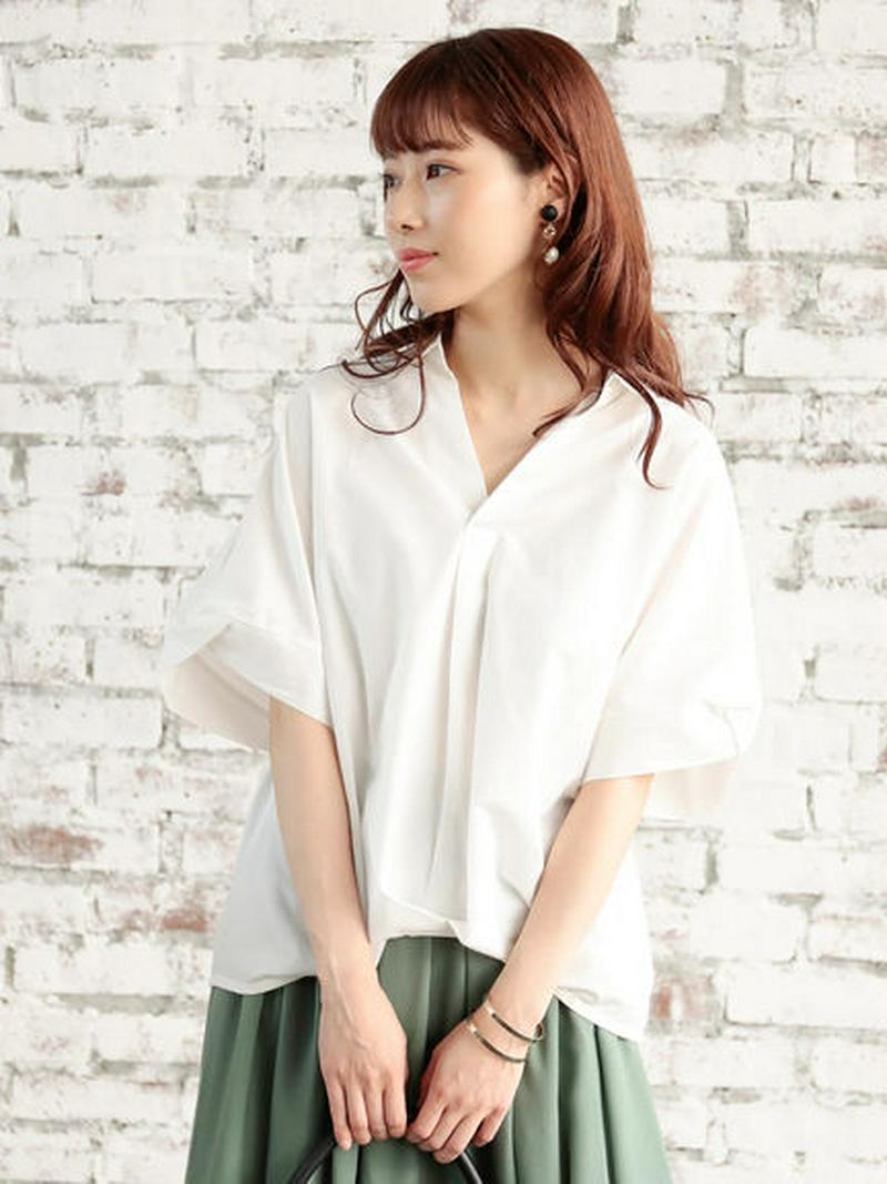 【Special Price】裾タックドロプショルダー5分袖シャツ