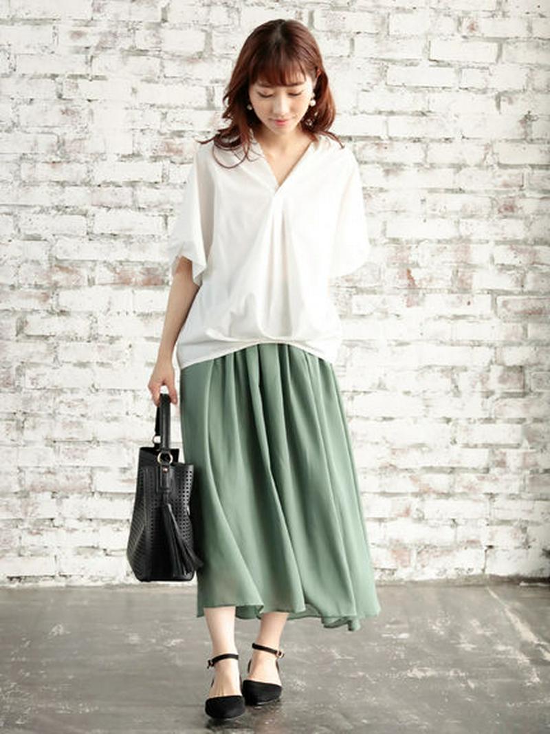【Special Price】裾タックドロプショルダー5分袖シャツ