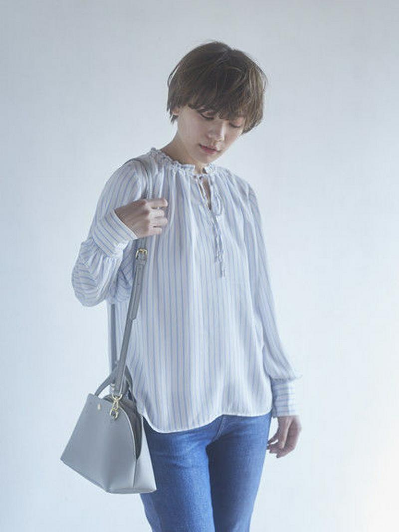 【Special Price】＜ＷＥＢ限定大きな・小さなサイズ＞とろみスタンドカラーブラウス