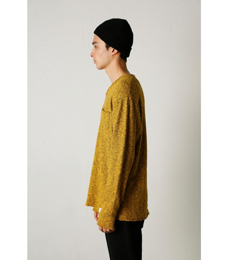 【MEN'S】PU混粗杢スラブVネック長袖T