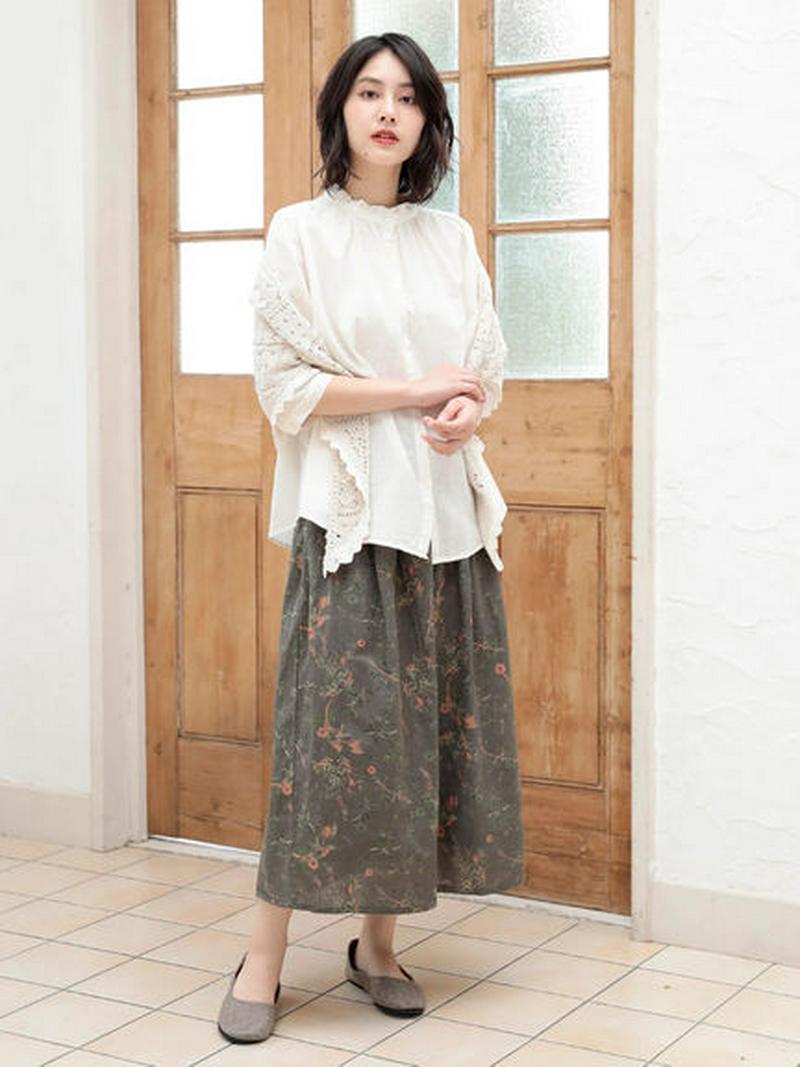 綿麻衿フリルブラウス
