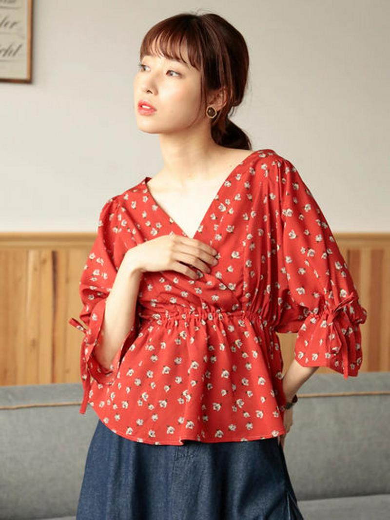【Special Price】・RAY CASSIN 花柄カシュクールブラウス