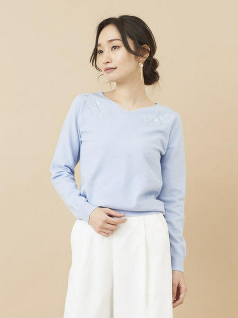 【Special Price】モチーフ刺繍Vネックプルオーバー