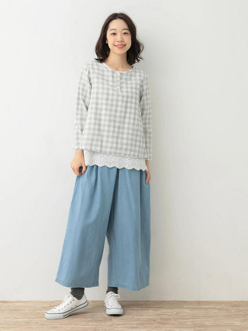 【Special Price】Wガーゼヘンリーネックプルオーバー