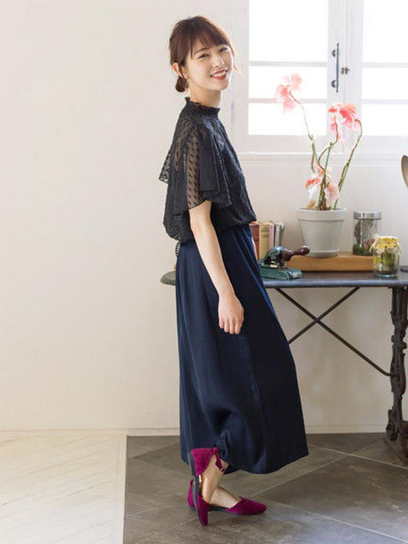 WEARS リボンドビースタンドカラーブラウス
