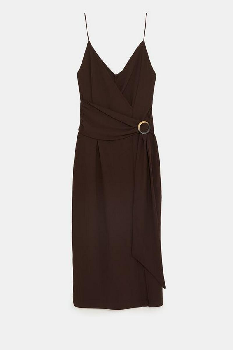 バックル付きカシュクールワンピース