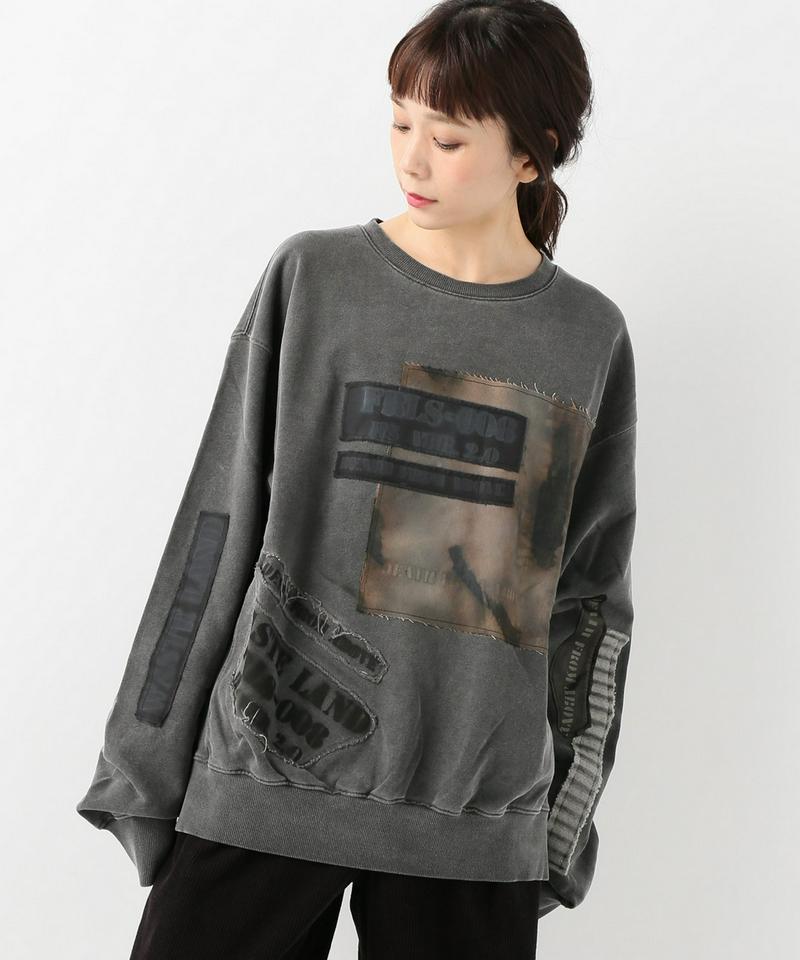HYEIN SEO DISTRESSED PATCHWORK SWEATSHIR
