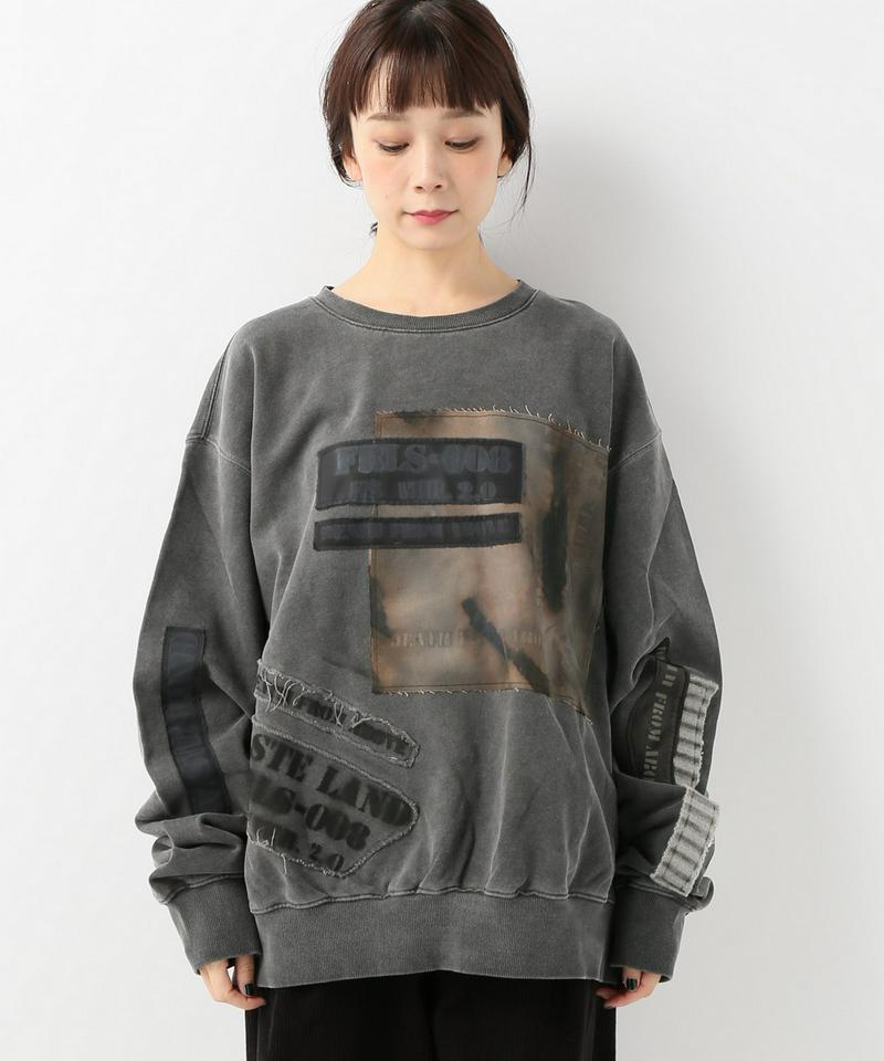 HYEIN SEO DISTRESSED PATCHWORK SWEATSHIR
