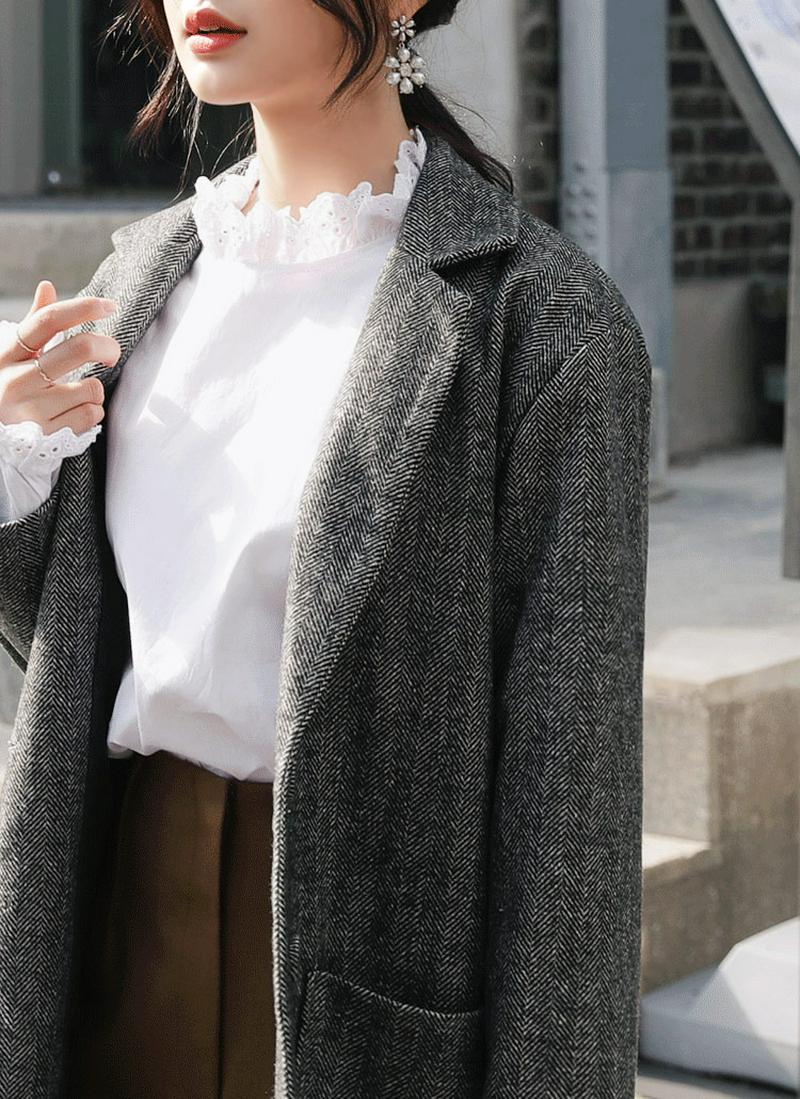 ヘリンボーンスリーボタンジャケット・全3色