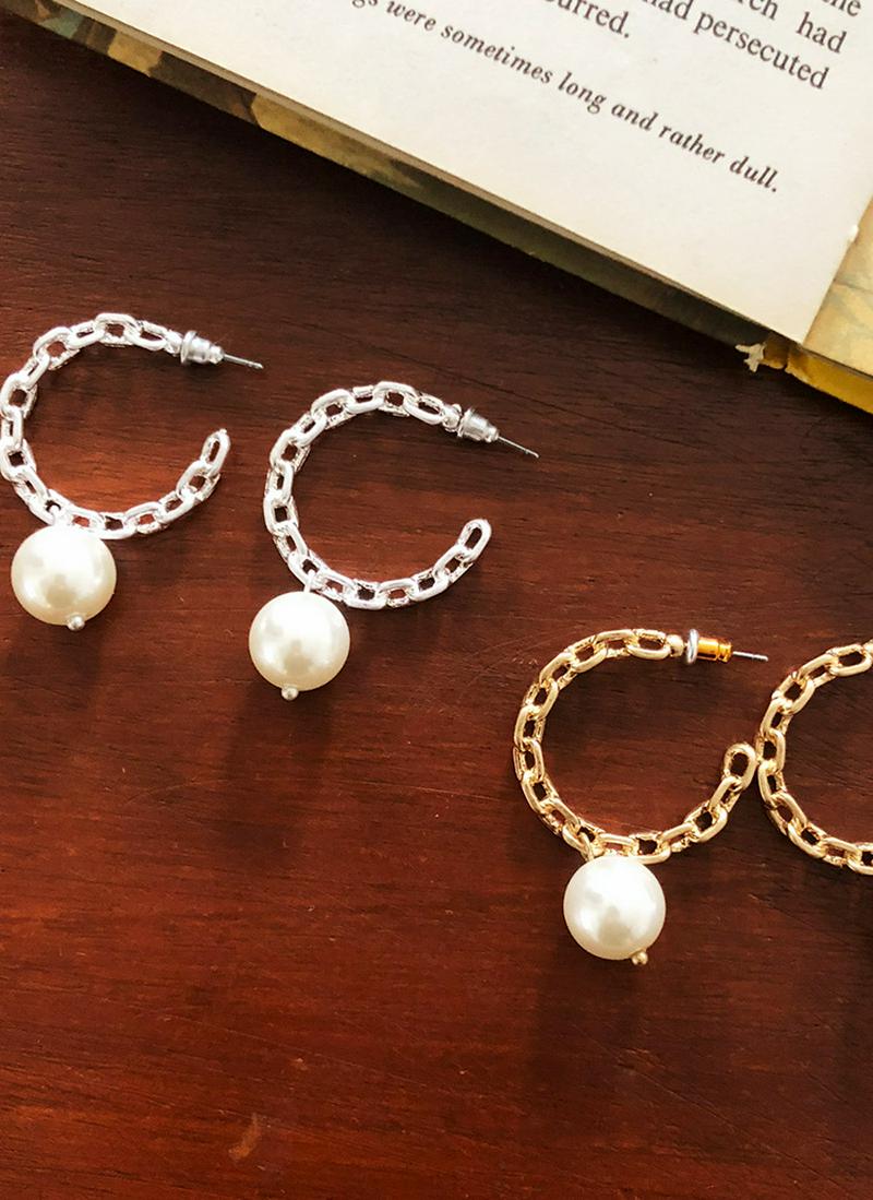 チェーンパールピアス・全2色