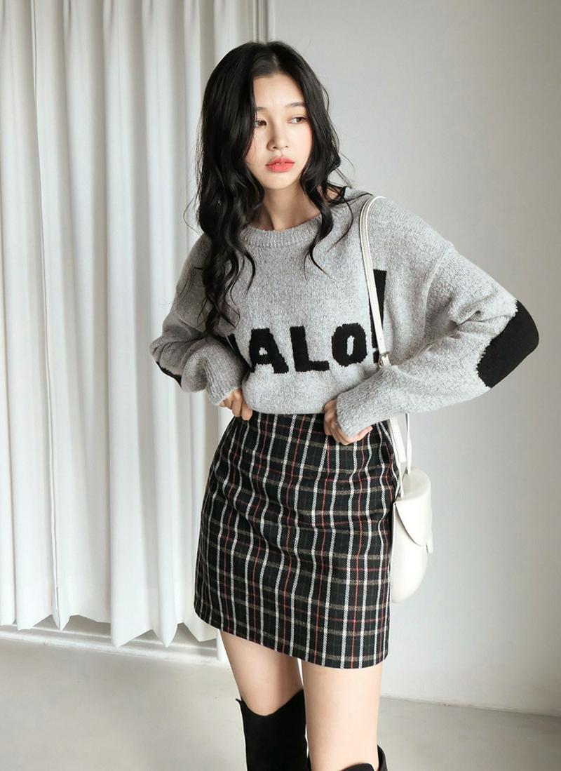 チェックバックゴムミニスカート・全4色