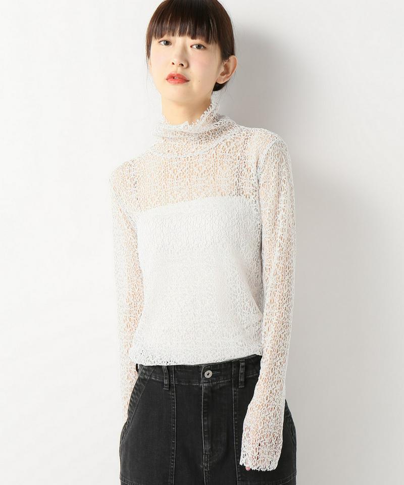 レーヨンナイロンレース ハイネックプルオーバー
