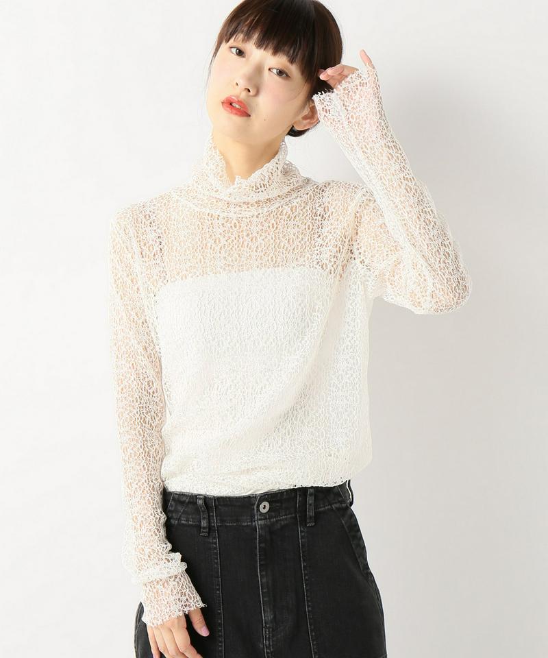 レーヨンナイロンレース ハイネックプルオーバー