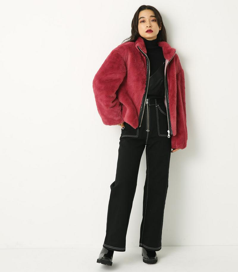 COLOR ECO FUR ZIP COAT