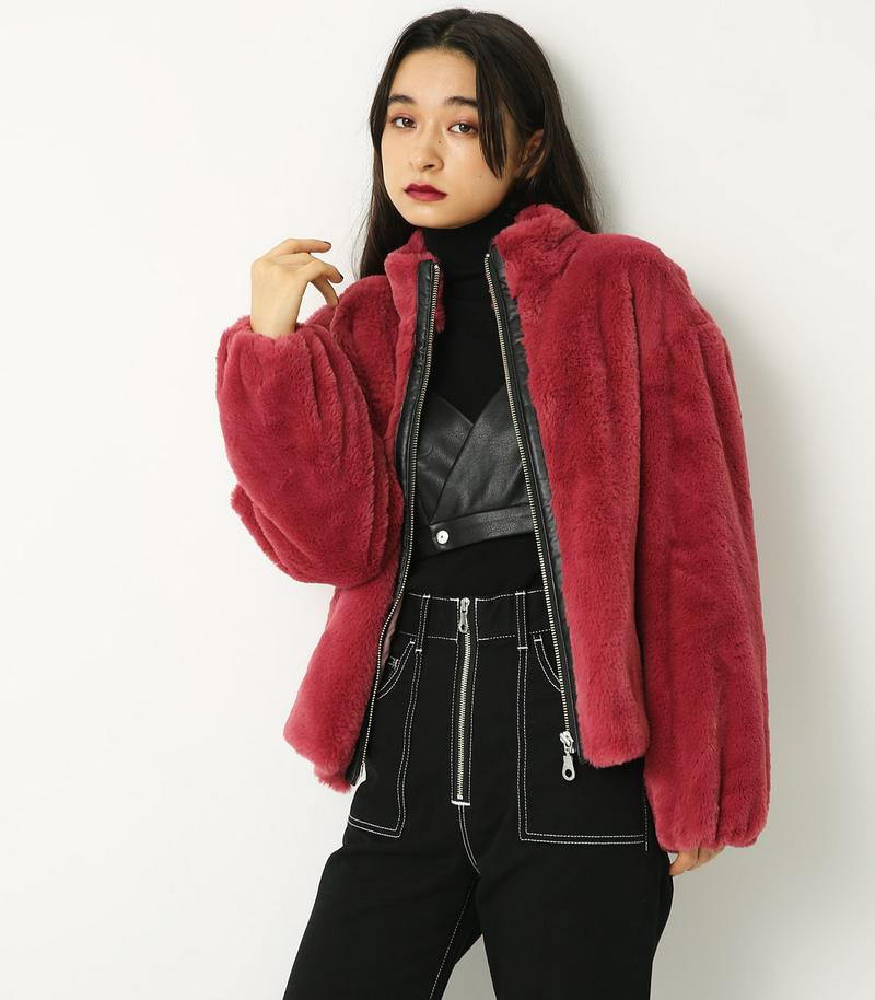 COLOR ECO FUR ZIP COAT