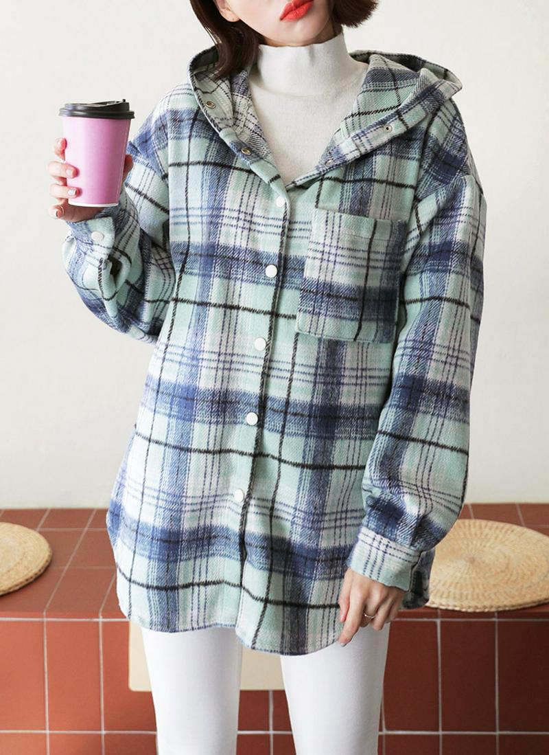 フードチェックシャツジャケット・全2色