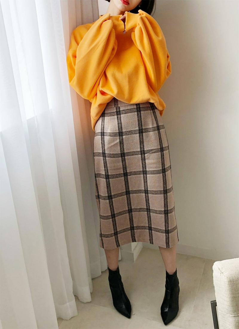 チェックHラインスリットスカート・全2色