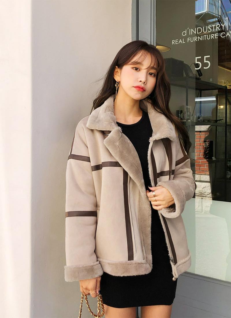 ラインフェイクムートンジャケット・全2色