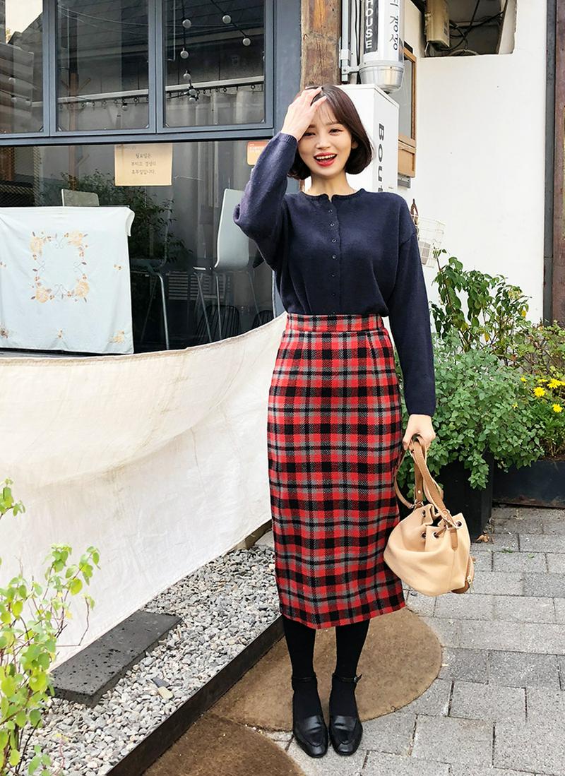 バックスリットチェックスカート・全3色