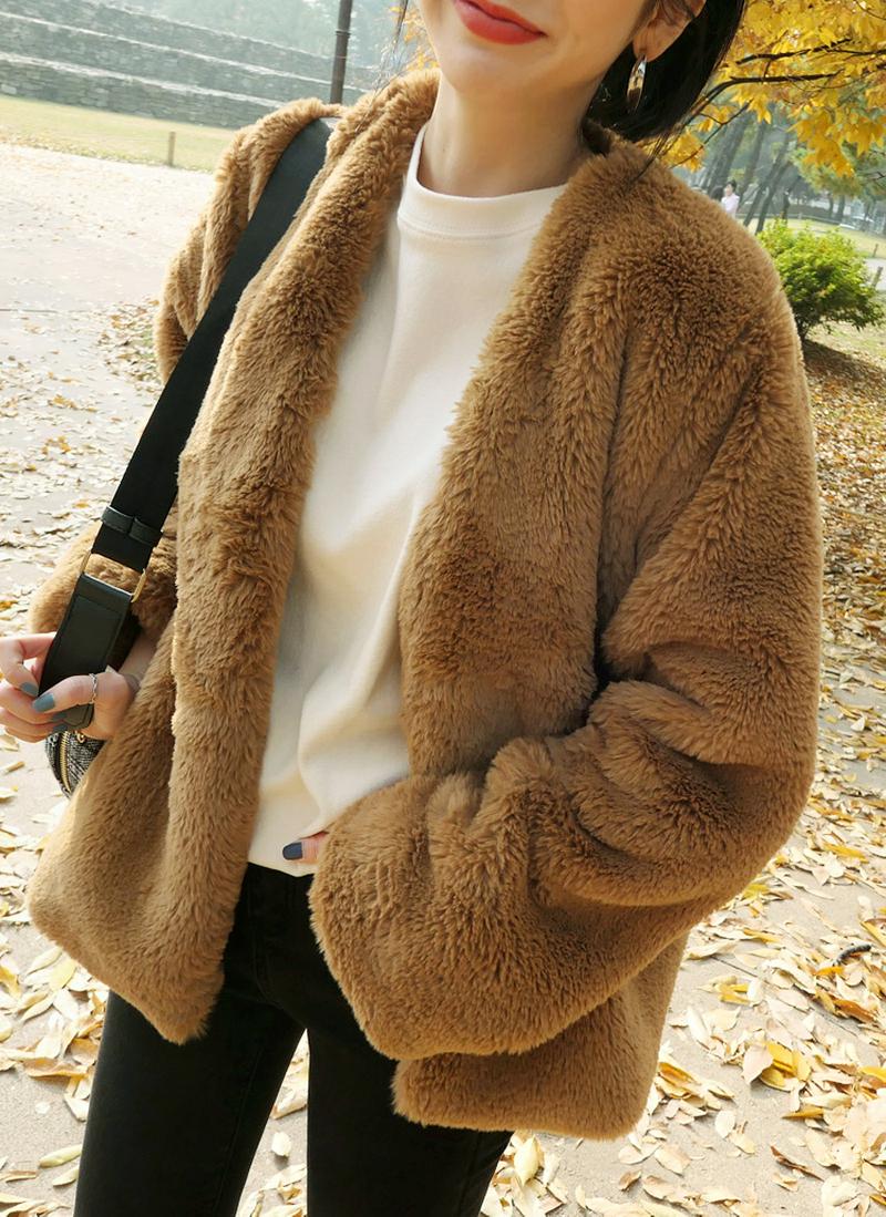 フェイクファーオープンジャケット・全4色