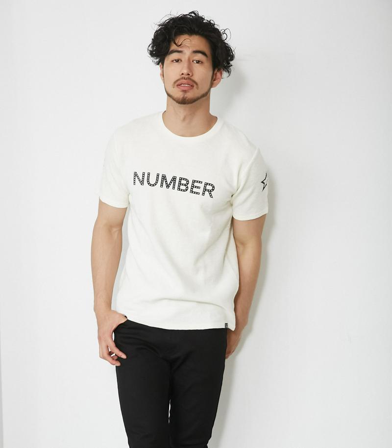 【MEN'S】NUMBERミニワッフルクルーネック半袖T