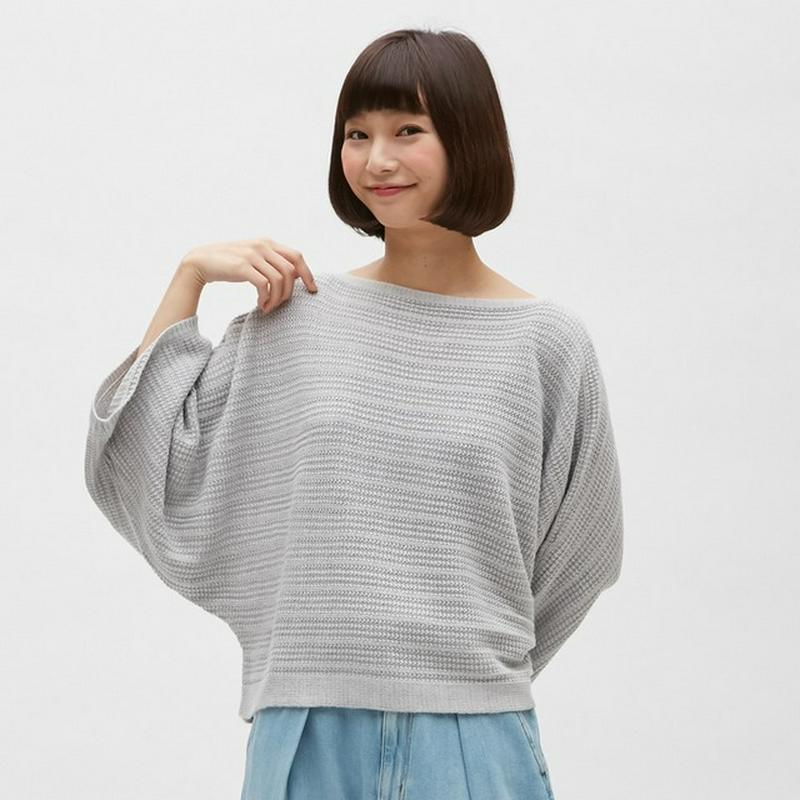 ワイドスリーブボクシーセーター（７分袖）