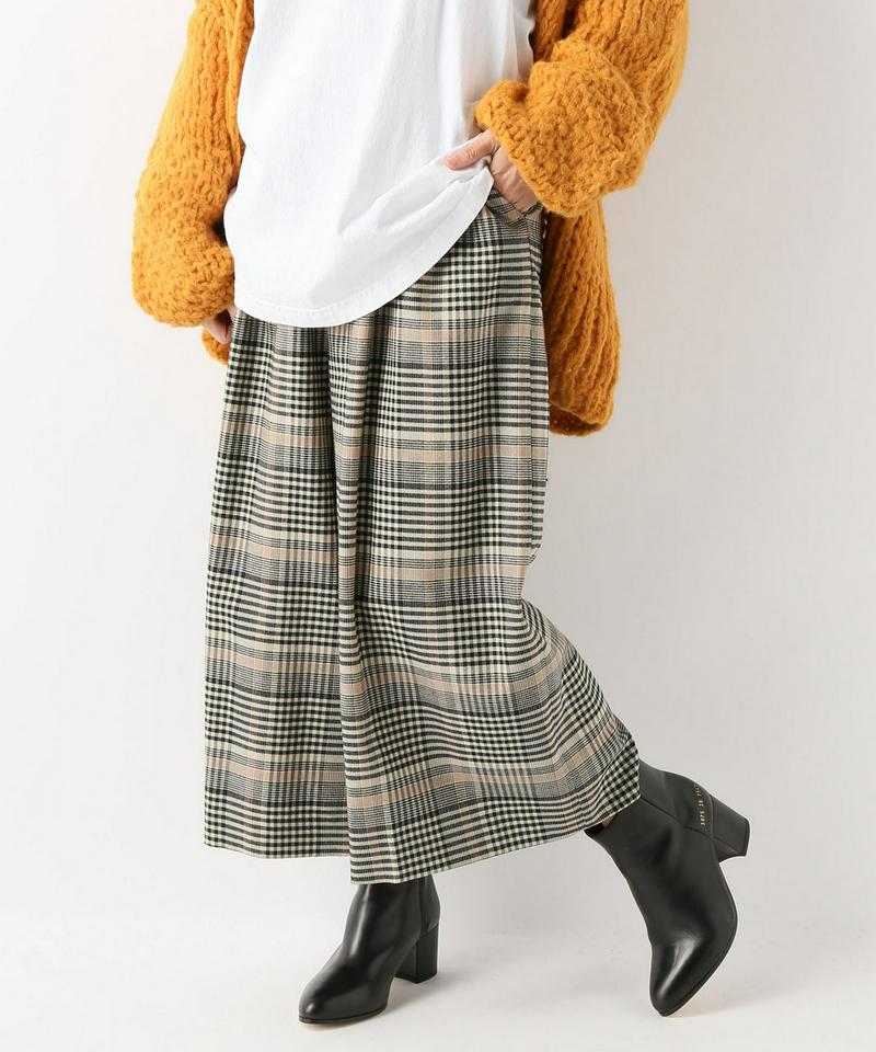 ウールフラノチェッククロップドワイドパンツ