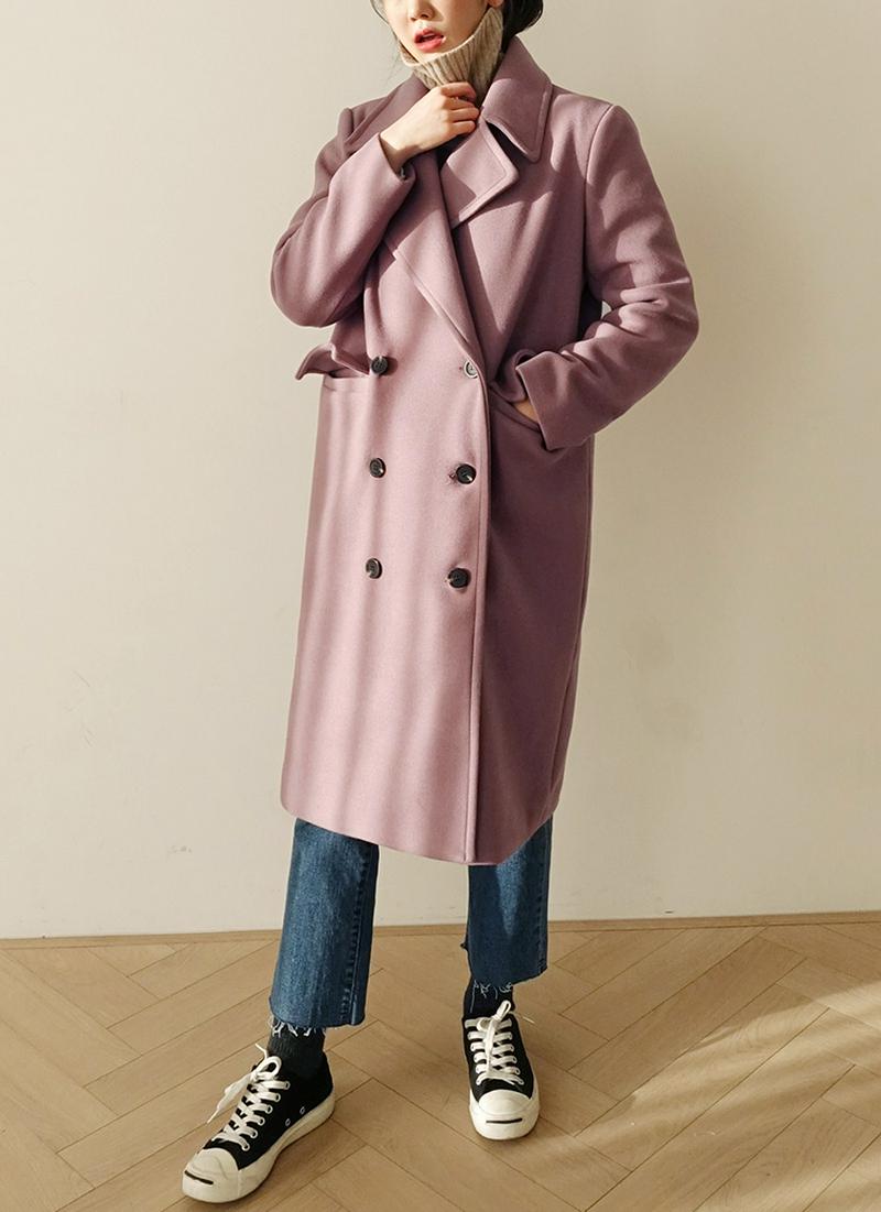 ロングダブルボタンコート・全2色
