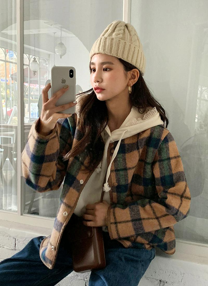 チェックスナップボタンジャケット・全3色