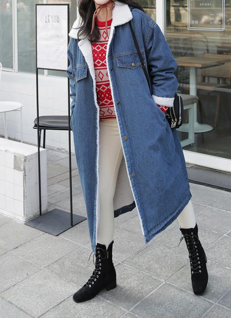 ボアポイントデニムロングジャケット・全1色