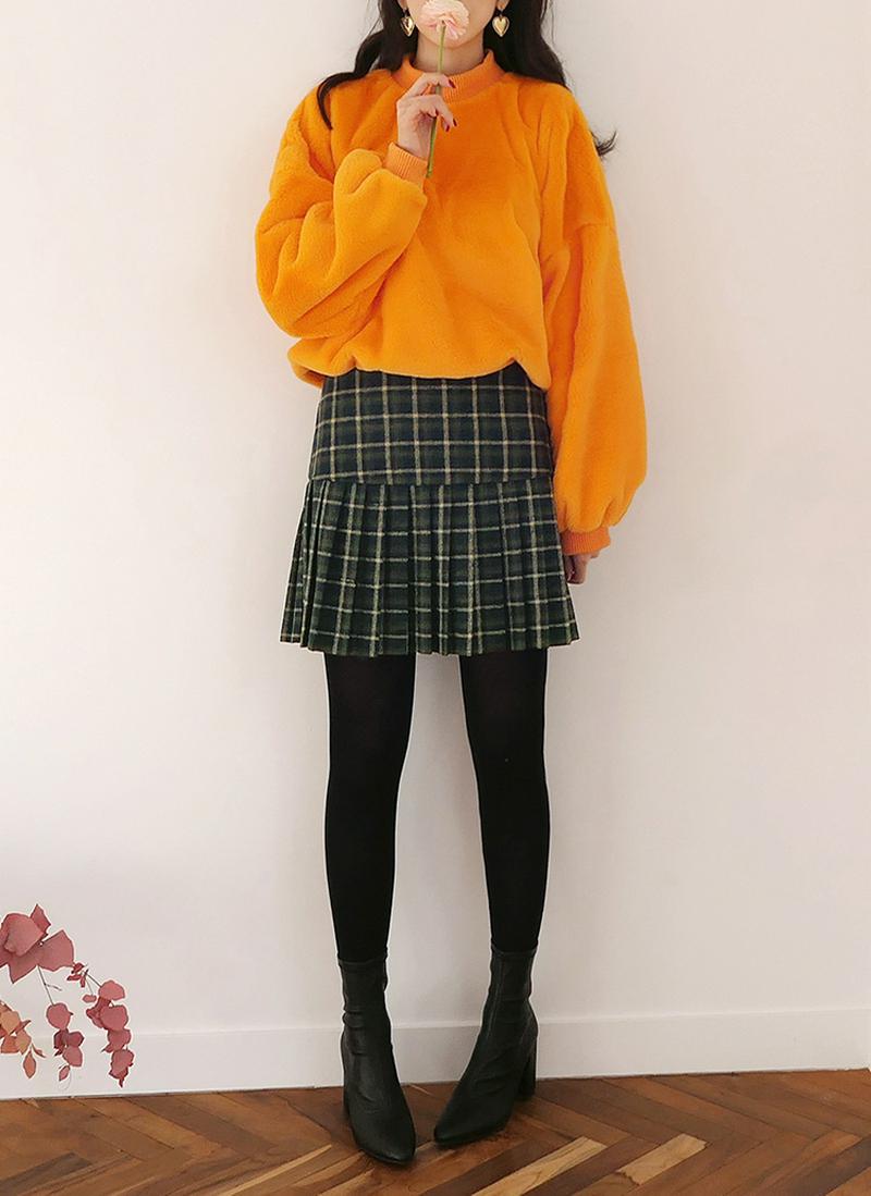 プリーツヘムチェックミニスカート・全2色