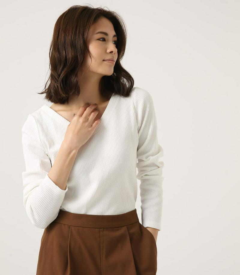 V NECK RIB TOPS