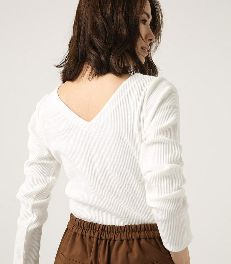 V NECK RIB TOPS